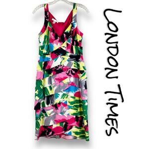 London Times Multi Color Bandage Dress Sleeveless Women’s Size 8